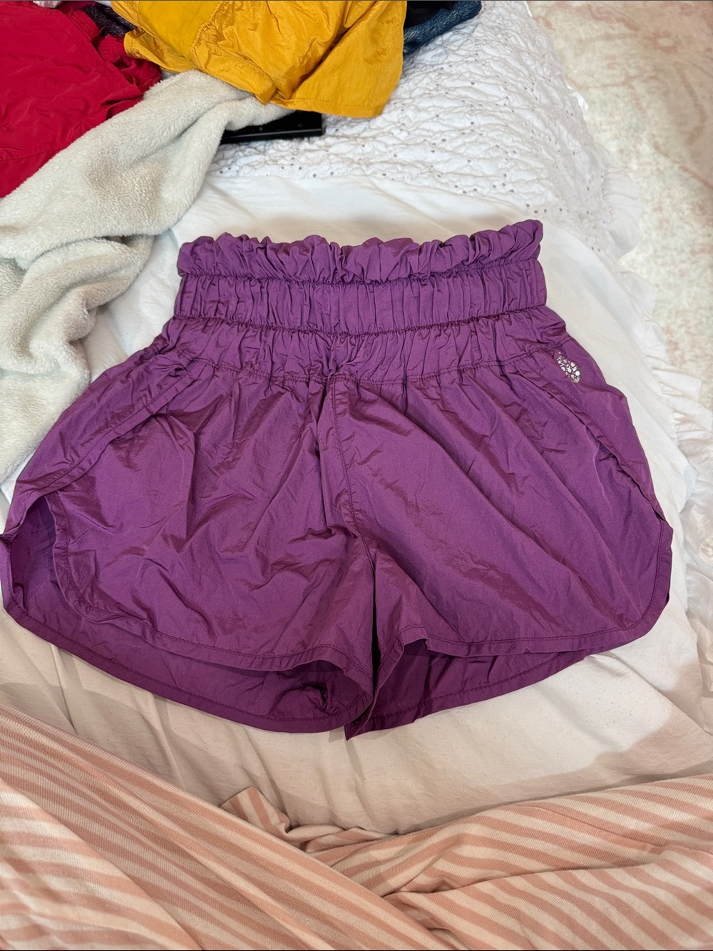 Free People High-Waist Purple Women's Shorts - Lightweight Active Style